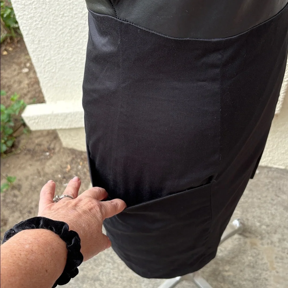 Sandra Weil stunning black dress w/ leather on top & wide pockets. Worn once - Picture 8 of 15